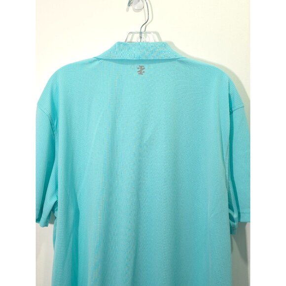 Izod Golf Aqua Blue Polo Shirt XL Ribbed Texture Mens Short Sleeve - Picture 11 of 12
